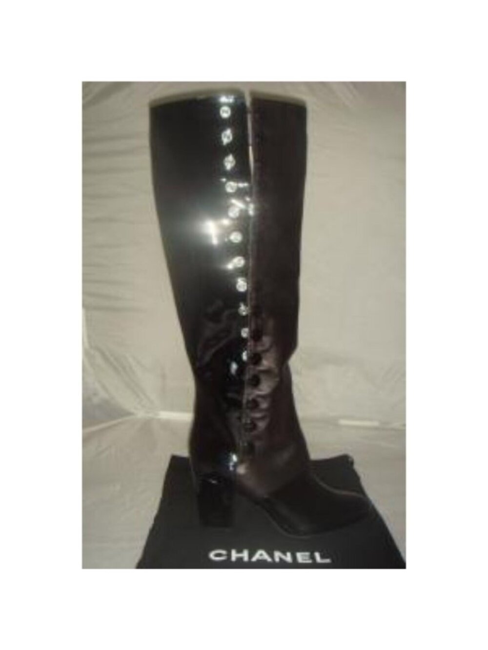 Chanel Karl Lagerfeld Runway Leather Button Boots Black Brown 10/40 New in Box - Picture 9 of 10